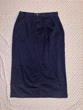 Cambridge Country Navy Blue Cotton Midi Pencil Skirt Women's Size 16 Classic